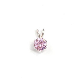 Vintage Jewelry - 90s Pink Cz Sterling Silver Stone Pendant